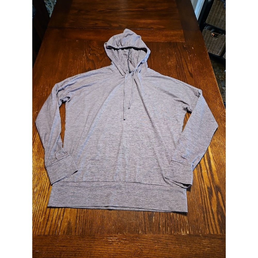 Sketchers Go Walk Long Sleeve Hooded Pullover Women S Black/purpl Striped (A877)
